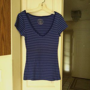 Old Navy Blue Striped V-Neck Tee